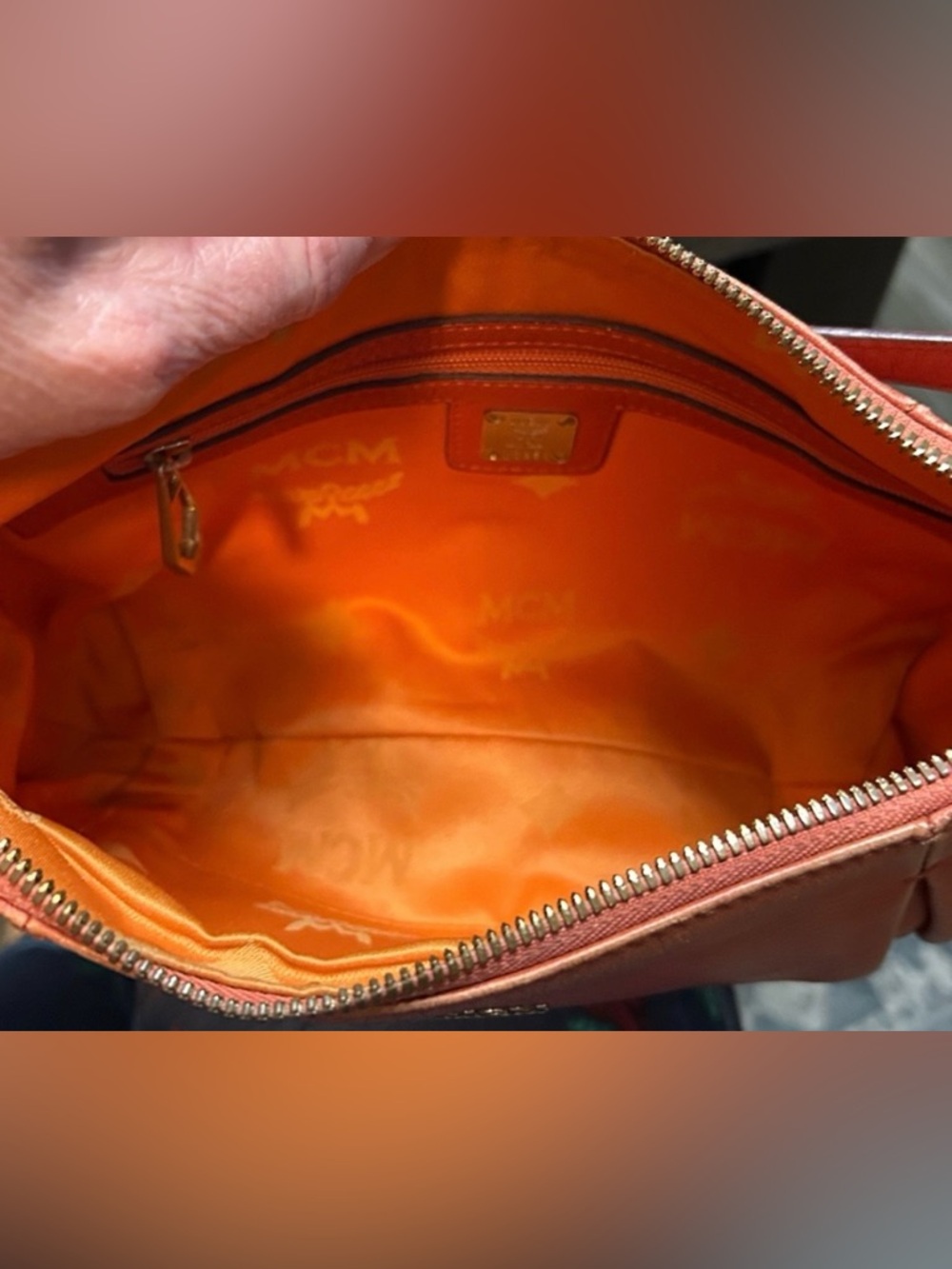 MCM Logo-Lined Zip Top Shoulder Bag EUC!!! - Picture 5 of 13